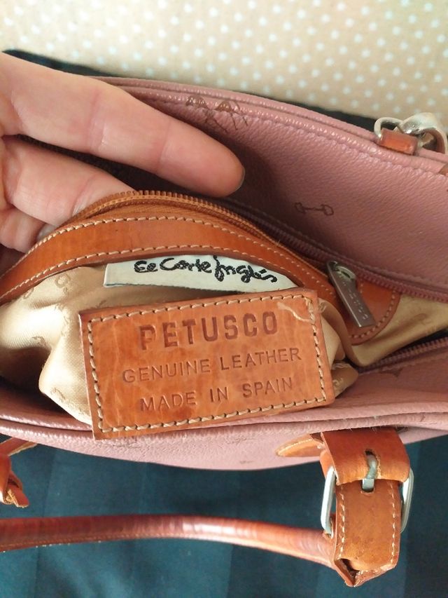 Bolso piel Petusco Rosa y Marrón