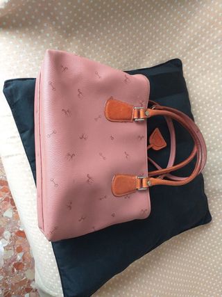 Bolso piel Petusco Rosa y Marrón