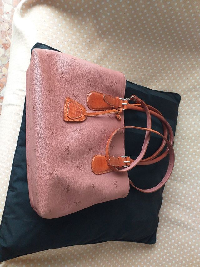 Bolso piel Petusco Rosa y Marrón