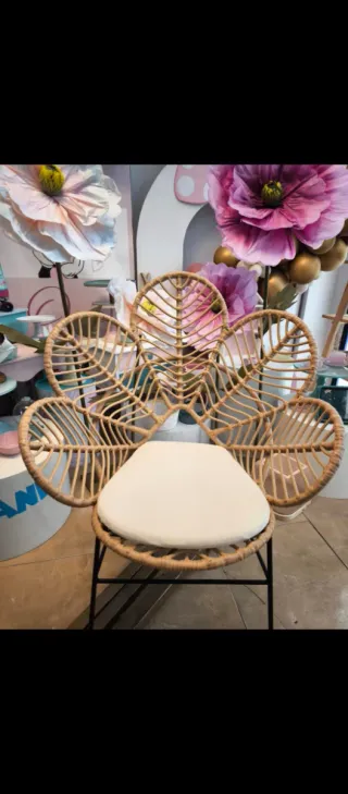 Silla Ratán Sklum Flor Beige