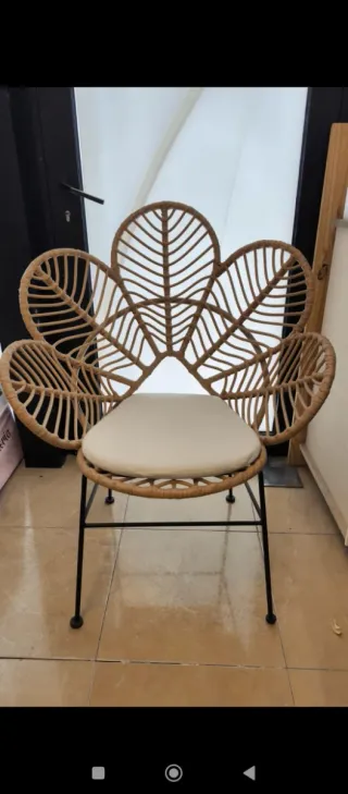 Silla Ratán Sklum Flor Beige