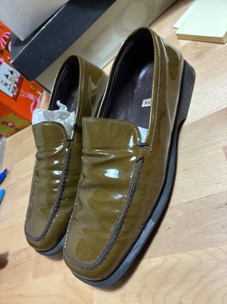 Mocasines Bally Verde Oliva Patentados