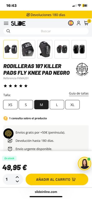 Rodilleras 187 Killer Pads Talla M
