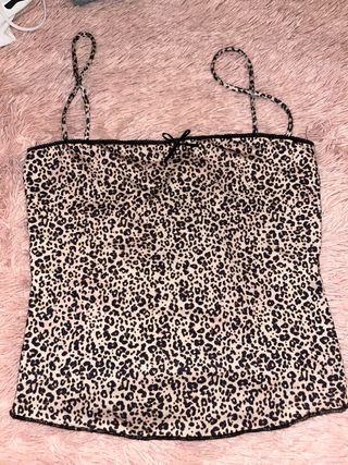 Top Leopardo con Lazos y Encaje