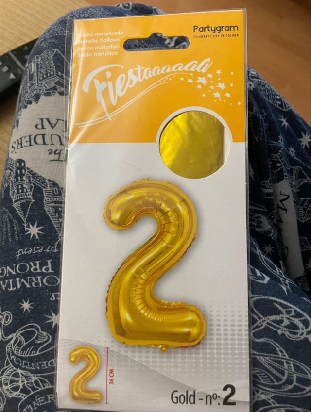 Globo Número 2 Dorado Fiesta