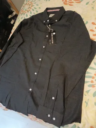 Camisa Oxford Negra/Gris Talla XL