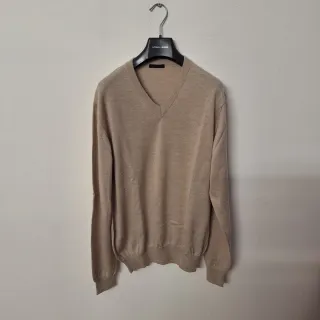 Maglione uomo scollo a V beige