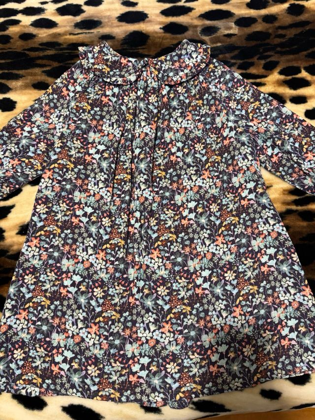 Vestido niña manga larga Tul y pompón