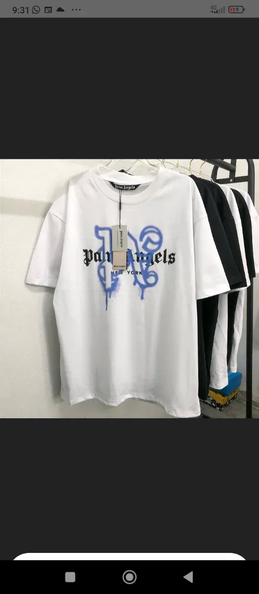 Camiseta Palm Angels Blanca Azul