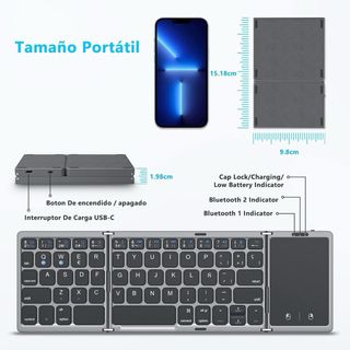 Teclado Bluetooth Plegable Gris