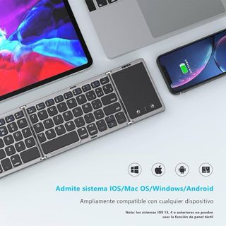 Teclado Bluetooth Plegable Gris