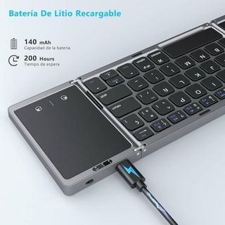 Teclado Bluetooth Plegable Gris