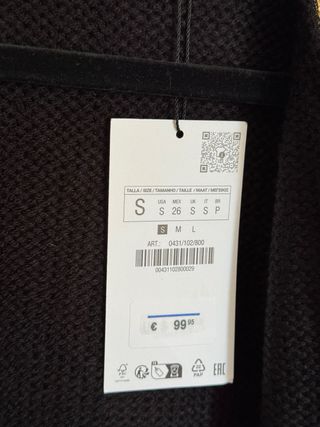 Chaqueta abierta lentejuelas talla S Zara