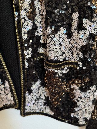 Chaqueta abierta lentejuelas talla S Zara