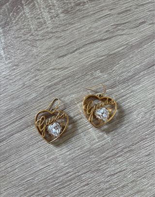 Pendientes Guess Corazón Dorado con Cristal