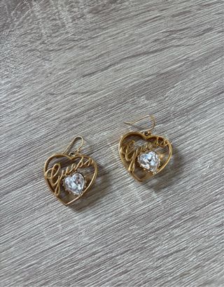 Pendientes Guess Corazón Dorado con Cristal
