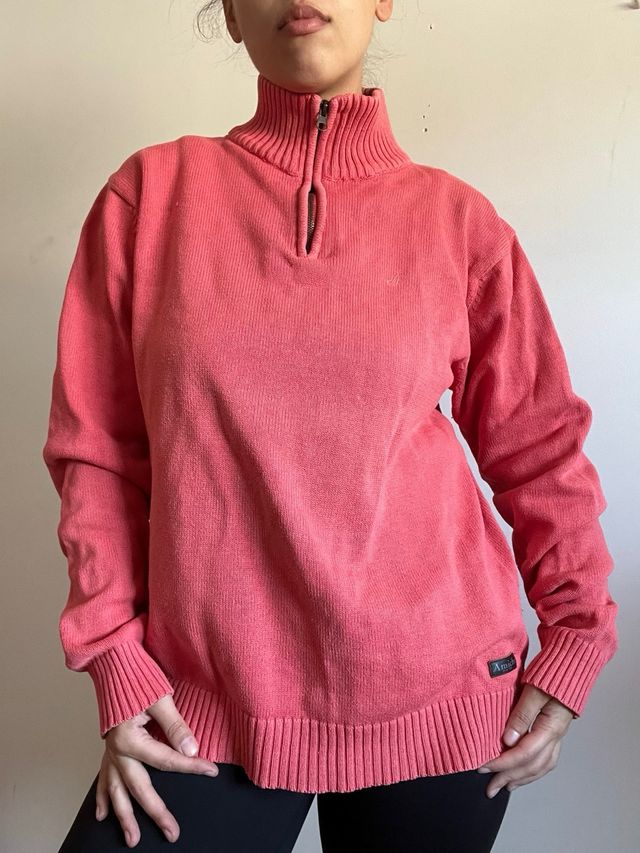 Jersey Amichi cuello alto cremallera rosa