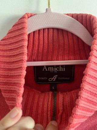 Jersey Amichi cuello alto cremallera rosa