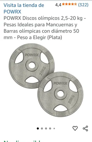 2 Discos Olímpicos POWRX 20kg 50mm