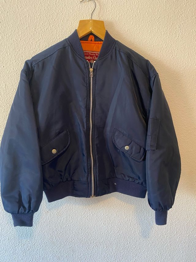 Cazadora Bomber Azul Naranja
