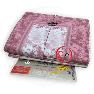 Set Lenzuola Flanella Rosa e Bianco