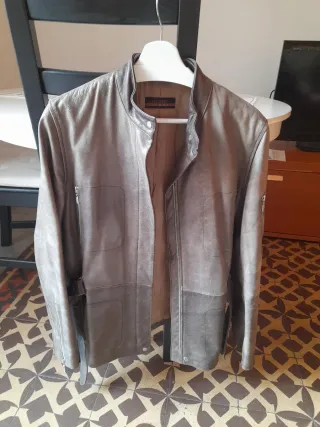 Chaqueta de cuero GERRY WEBER vintage plateada Tal