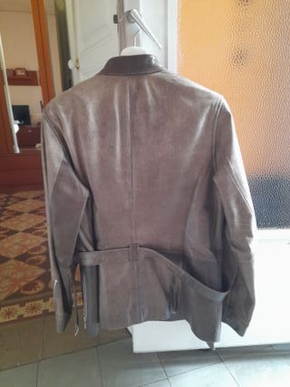 Chaqueta de cuero GERRY WEBER vintage plateada Tal
