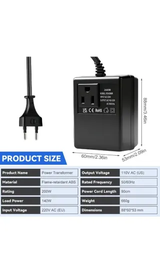 Convertidor Voltaje 220V a 110V 200W