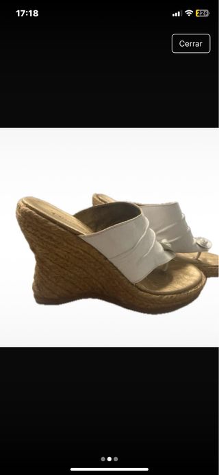 Sandalias Dchicas Vintage Tacon Dorado Blanco