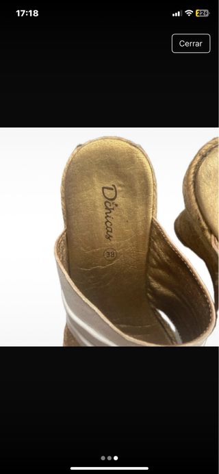 Sandalias Dchicas Vintage Tacon Dorado Blanco