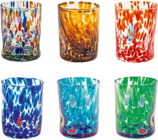 Bicchieri in vetro veneziano multicolore