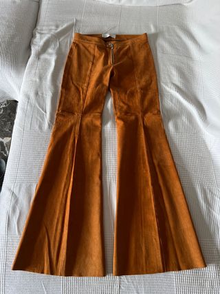 Pantalón de campana vintage de ante (piel)