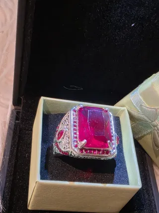 Anillo Hombre Gran Piedra Roja Platatalla 27