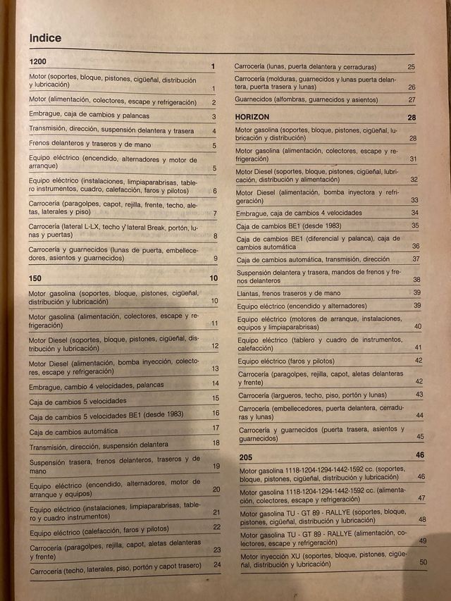 Cat Despiece modelos Peugeot-Talbot Nov 1990