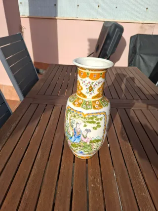 Jarrón de porcelana china multicolor