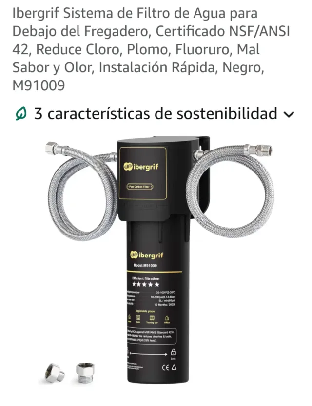 Filtro de Agua Ibergrif Bajo Fregadero NSF/ANSI 42