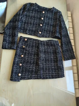 Conjunto Shein Chaqueta y Falda Tweed
