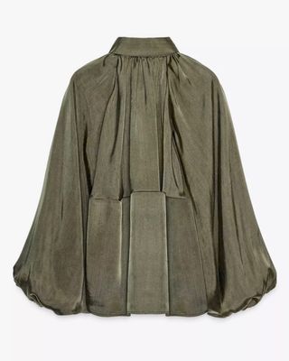 Chaqueta bomber verde sedosa - M