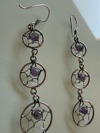 Pendientes de plata con piedra morada