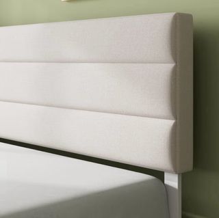 Cama tapizada beige/blanca