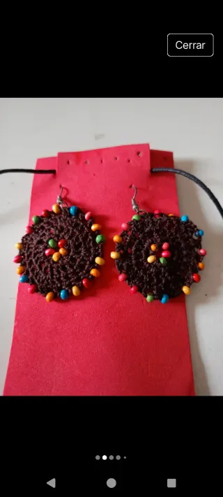 Conjunto Crochet Pendientes y Collar hecho a Mano.