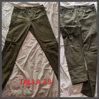 Pantalón Zara Verde Talla 38