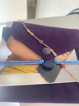Pulsera oro 9k niña mariquitas e infinitos