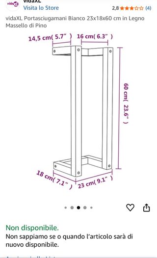 Portasciugamani vidaXL Bianco Legno Pino