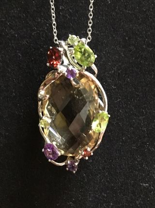 Colgante y cadena Plata 925 con Cuarzo Facetado 