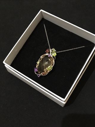 Colgante y cadena Plata 925 con Cuarzo Facetado 