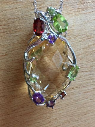 Colgante y cadena Plata 925 con Cuarzo Facetado 