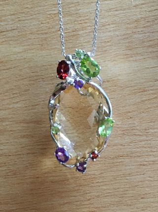 Colgante y cadena Plata 925 con Cuarzo Facetado 