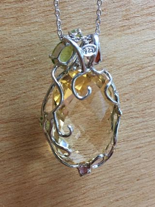 Colgante y cadena Plata 925 con Cuarzo Facetado 