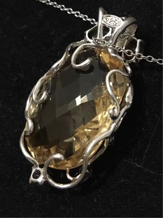 Colgante y cadena Plata 925 con Cuarzo Facetado 